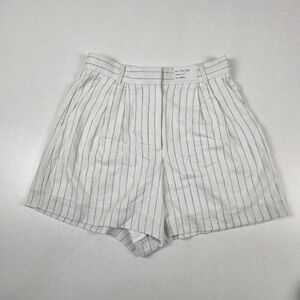 Abercrombie & Fitch Shorts Womens 6 White Blue Pinstripe Ultra High Rise Linen
